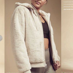 Athleta Faux Fur Ritual Jacket in Abalone (Cream) - XS